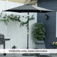 Outsunny 2.6M Garden Parasol Umbrella with Tilt and Crank, Outdoor Sun Parasol Sunshade Shelter with Aluminium Frame, Black(m-2)