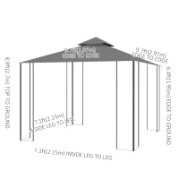 Outsunny 3 x 3(m) Patio Gazebo Canopy Garden Pavilion Tent Shelter with 2 Tier Roof and Mosquito Netting, Steel Frame, Grey(m-3)