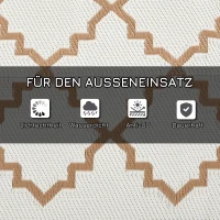 Outsunny Outdoor Wendeteppich, wasserfest, pflegeleicht, Raster, 182x274cm, Braun/Creme(m-6)