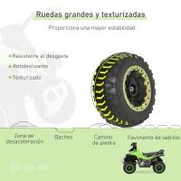 HOMCOM Quadriciclo Infantil para Crianças acima de 18 Meses com Função de Luzes e Música Desenho Inovador Suporta até 20kg 67,5x38x44cm Verde(m-5)