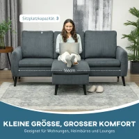 HOMCOM Hoekbank, 3-zitsbank met Voetenbank, Stoffen Bekleding, L-vormige Bankset, Donkergrijs(m-5)