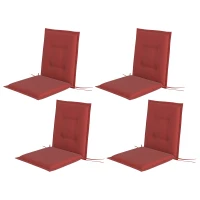 Outsunny 4er Set Sitzkissen 108 x 50 x 5 cm Stuhlkissen mit Bändern, Outdoor Indoor Sitzauflage Weinrot(m-1)