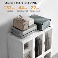 HOMCOM Portable Clothes Wardrobe for Bedroom, Foldable Clothes Organiser with Cube Storage, Hanging Rods, Magnet Doors, White(m-6)