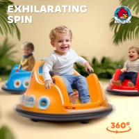 AIYAPLAY Angry Bird Licensed Waltzer Car, 12V Kids Bumper Car w/ Joysticks, Remote, Music LED Lights, Orange(m-4)