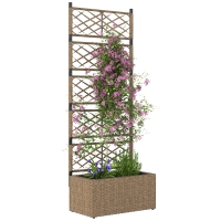 Outsunny Jardineira com Treliça 2 Vasos Amovíveis para Plantas Trepadeiras Jardineira Grande de Vime 57x30x150 cm Madeira