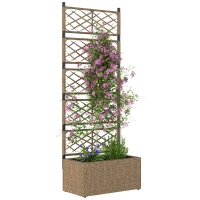 Outsunny Jardineira com Treliça 2 Vasos Amovíveis para Plantas Trepadeiras Jardineira Grande de Vime 57x30x150 cm Madeira(m-1)