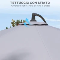 Outsunny Telo per Ombrellone da Ø295 cm in Poliestere Grigio Resistente all'Acqua con Presa d'Aria Superiore(m-6)