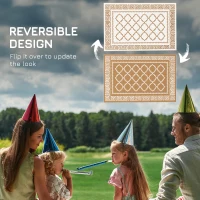 Outsunny Plastic Straw Reversible RV Outdoor Rug with Carry Bag, 182 x 274cm, Brown and Cream(m-7)