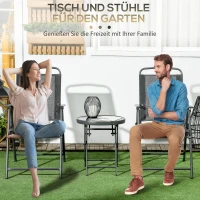 Outsunny Bistro-Set 3-teilig aus Metall Wetterfest Gartenmöbel Set mit klappbar Glastisch Gartenstühlen Dunkelgrau(m-5)