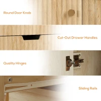 HOMCOM Small Sideboard with Drawers and Adjustable Shelf - Nature Wood Finish(m-8)