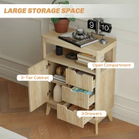 HOMCOM Small Sideboard with Drawers and Adjustable Shelf - Nature Wood Finish(m-5)