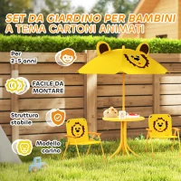 AIYAPLAY Set da Giardino per Bambini 2-5 Anni con Tavolino Rotondo, 2 Sedie Pieghevoli e un Ombrellone, Giallo(m-7)