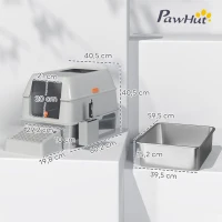 PawHut Caixa de Areia para Gatos Fechada de Aço Inoxidável com Abertura de Saída e Pá 60,2x40,5x40,5 cm Cinza Claro(m-3)