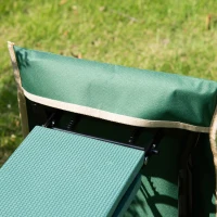 Outsunny Bancă de grădină 2 în 1 cu protecție pentru genunchi, pernuțe din spumă EVA și geantă pentru depozitare, 58x28x49 cm, Verde(m-8)