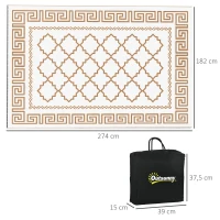Outsunny Outdoor Wendeteppich, wasserfest, pflegeleicht, Raster, 182x274cm, Braun/Creme(m-3)