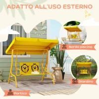 AIYAPLAY Dondolo per Bambini da Esterno a 2 Posti con Tettuccio Regolabile e Cinture di Sicurezza, 112x75x120 cm, Giallo(m-6)