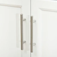 HOMCOM Wooden Kitchen Island on Wheels, Serving Cart Storage Trolley with Stainless Steel Top, Drawer, Side Handle and Rack, White(m-9)