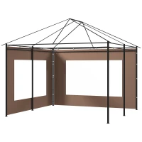 Outsunny Laterales para Carpa de Repuesto de Tela Oxford 2 Paneles de 295x195 cm con 1 Ventana para Carpas de 6x3 m 3x3 m Marrón(m-11)