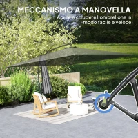 Outsunny Ombrellone da Giardino a Braccio 2.8x3.8 m Girevole a 360° e Inclinabile, Apertura a Manovella, Grigio(m-8)