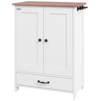 PawHut Pet Feeding Station with Raised Dog Bowls, Adjustable Panel, Hooks, White(m-11)