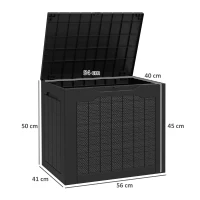 Outsunny Baule da Giardino con Maniglie, Contenitore Porta Attrezzi Impermeabile, 56x41x50 cm, Nero(m-3)