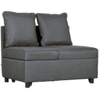 HOMCOM Sofá Cama 3 em 1 Sofá de 2 Lugares com Encosto Ajustável Sofá Cama Individual com Almofadas 65x98x69 cm Cinzento(m-10)