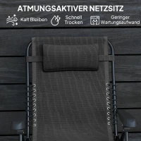 Outsunny Sonnenliege klappbar Gartenliege mit Kopfkissen, 5-Fach verstellbare Rückenlehne bis 120 kg belastbar Schwarz(m-5)