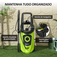 DURHAND Lavadora de Alta Pressão 1800W Caudal de 510 L/h com Bomba de Alumínio Paragem Automática Pressão de 150 Bar Verde e Preto(m-7)