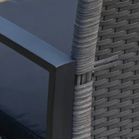 Outsunny Conjunto de Móveis de Jardim de Vime 3 Peças com 1 Mesa 42,5x40x39 cm 2 Poltronas 63x57x76 cm Cinzento e Preto(m-9)