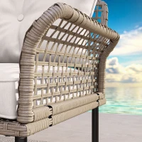 Outsunny Conjunto de Jardim em Vime Sintético Conjunto de Móveis de Exterior com Sofá de 4 Módulos 1 Mesa de Centro e Almofadas Creme(m-6)