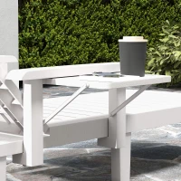 Outsunny Set of 2 Resin Reclining Sun Loungers for Garden, 5 Positions Adjustable Outdoor Chaise Lounge Chairs with Wood Texture Surface, Armrests, Foldable Side Table for Garden, Beach, White(m-9)