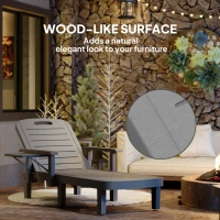 Outsunny Set of 2 Resin Reclining Sun Loungers for Garden, 5 Positions Adjustable Outdoor Chaise Lounge Chairs with Wood Texture Surface, Armrests, Foldable Side Table for Garden, Beach, Dark Grey(m-7)