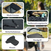 PawHut Hondenwagen, Opvouwbare hondenbuggy voor grote honden, huisdierenwagen met 4 wielen, veiligheidslijnen, remmen, bruin(m-7)