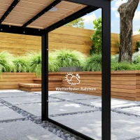 Outsunny Weerbestendige Tuintafel voor 6 - 160 x 80 cm met Lamellen-Tafelblad, Buitentafel in Teak Look(m-6)