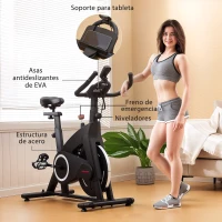 SPORTNOW Bicicleta Estática de Interior con Volante de Inercia de 15 kg Monitor LED con Pulsómetro Manillar y Asiento Ajustables(m-9)