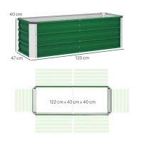 Outsunny Metall-Hochbeet, 2 separate Pflanzbereiche, offener Boden, einfacher Aufbau, 125 x 47 x 40cm, Grün(m-3)