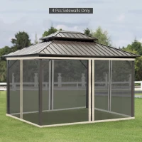 Outsunny Plasa de Tantari pentru Corturi cu Perdele de Rezerva Universale cu Balamale, 335x207cm - Negru / Bej(m-2)