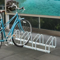 HOMCOM Fahrradständer für 5 Fahrräder, wetterfest, Wand- oder Bodenmontage, Stahl 145 x 33 x 27 cm(m-2)