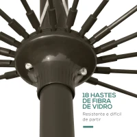 Outsunny Chapéu de Sol de Jardim Ø2,5x2,4 m com Manivela Manual Mastro Flexível Impermeável e 18 Hastes para Exterior Verde(m-7)