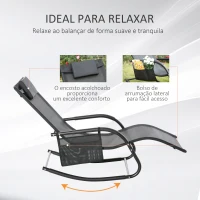 Outsunny Espreguiçadeira Baloiço de Exterior com Apoio de Cabeça Acolchoado e Bolso Lateral 150x62x88 cm Preto(m-6)