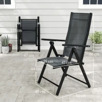 Outsunny Set 4 Sedie da Giardino Pieghevoli e Traspiranti con Braccioli, in Acciaio e Poliestere, 56x69x106 cm, Grigio(m-3)