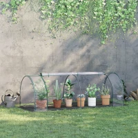 Outsunny Serre de Jardin Tunnel mini serre tunnel serre à tomates 2,5L x 1l x 0,8H m Grande Porte zippée bâche PVC Transparent métal époxy Vert(m-7)