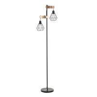HOMCOM Lampadaire Design Industriel 40 W Max. Double Suspension métal Filaire Hauteur réglable Noir(m-10)
