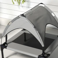 PawHut Cama para Cães Elevada com Toldo para Cães Médios com Estrutura de Aço e Bolsa de Transporte 76x61x69,5 cm Cinza Claro(m-8)