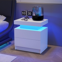 Multi-Functional LED Nightstand with Adjustable Lights, White