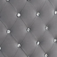 Upholstered Double Bed with Hydraulic Lift Storage, Diamond-Textured Velvet and Iron Frame, 198.5L x 146W x 116H cm, Gray(m-11)