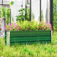 Outsunny Fioriera da Giardino Senza Fondo con 2 Aree di Coltivazione, in Acciaio, 125x47x40 cm, Verde(m-9)