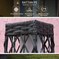 Outsunny Lampada Solare da Giardino con Illuminazione LED, in Acciaio e Rattan PE, 20x20x68 cm, Grigio(m-4)