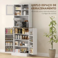HOMCOM Armário de Cozinha Armário Alto de Cozinha com 3 Portas Prateleiras Ajustáveis e Prateleiras na Porta  60x35x169 cm Branco(m-5)