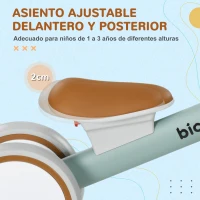 AIYAPLAY Bicicleta sin Pedales para Niños de 12-36 Meses con Asiento Ajustable Cesta y 4 Ruedas Silenciosas 56x27x39 cm Verde(m-5)
